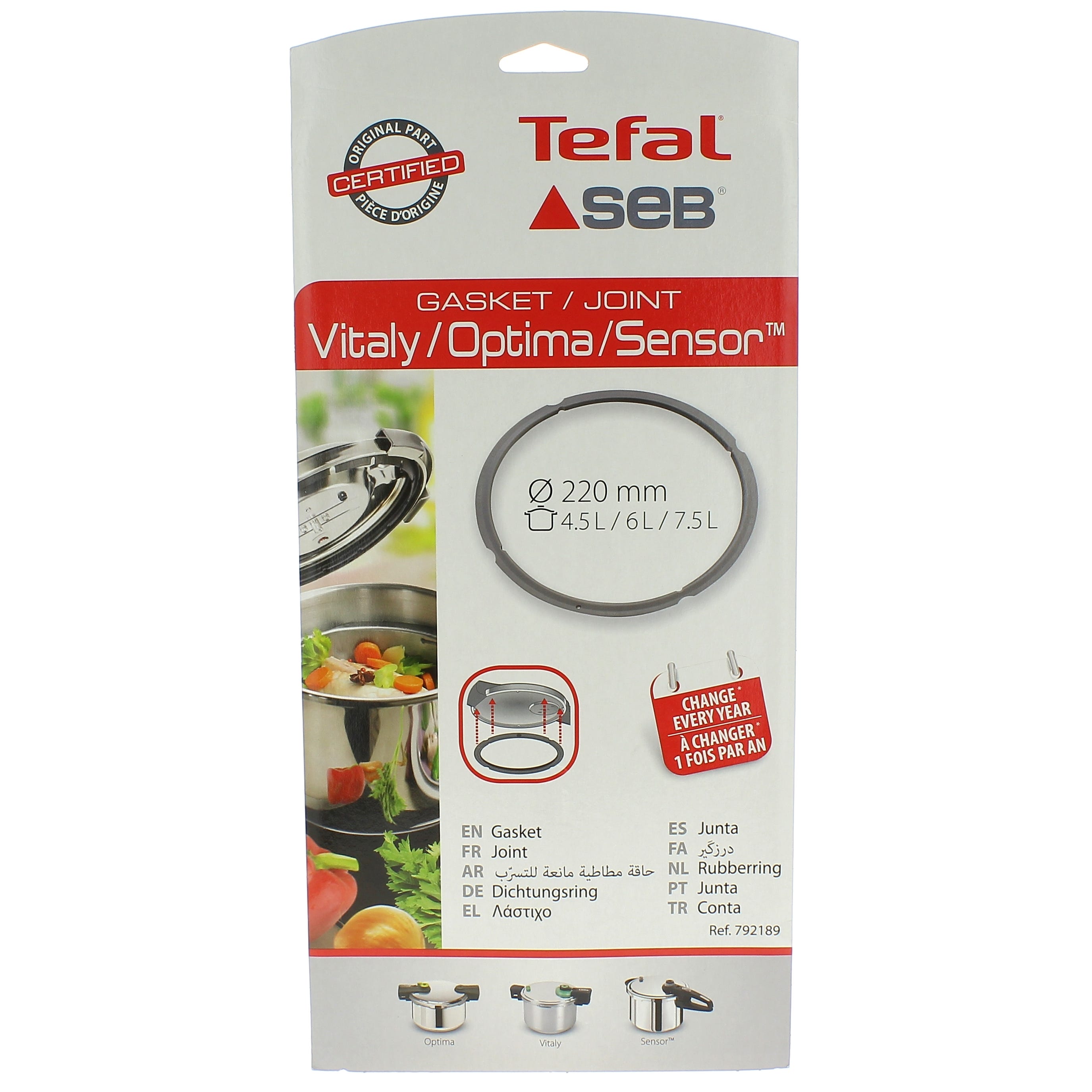 Seb 792189 Joint 4,5/6/7,5 L Ø220 mm Vitaly/Sensor inox : :  Cuisine et Maison