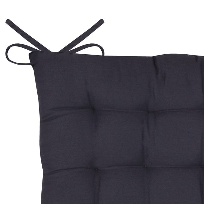 Galette de chaise unie coloris gris en coton - 40 x 40 x 5 cm