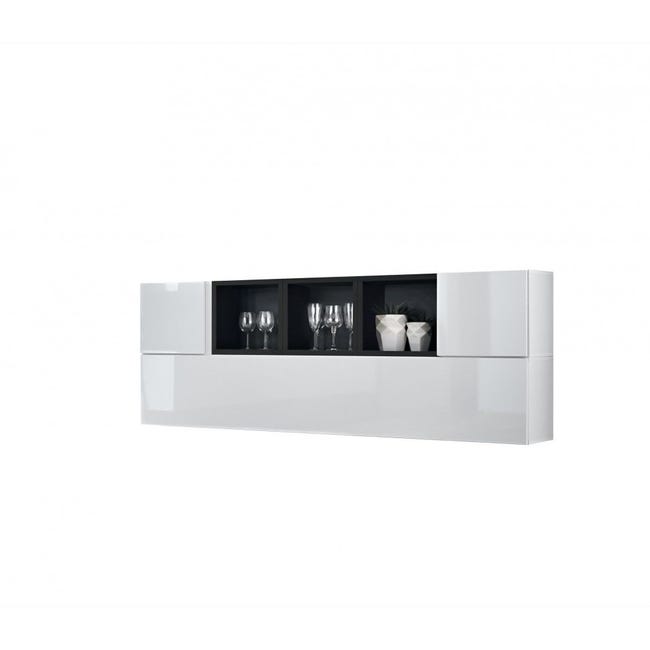 Meuble TV Mural Design Blox I 280cm Blanc & Noir