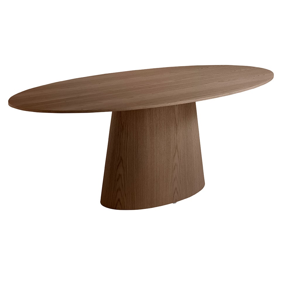 MESA DE COMEDOR FIJA OVALADA ROBLE Y PATAS HIERRO Med: 220 x 110 x 76 cm  alto - Muebles Raices