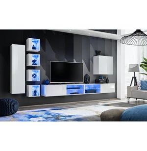 Meuble TV avec éclairage led BLUE L150cm pas cher 