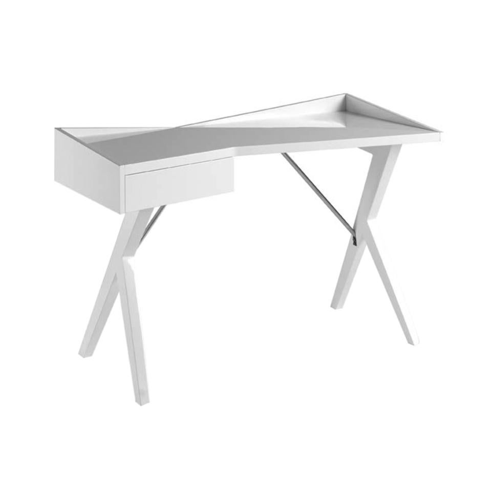 Scrivania Con Libreria 13Casa Nadia A1 - 120x53x144 Cm, Bianco, Melamina, Pronto Montaggio