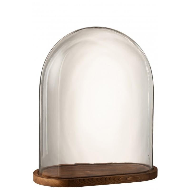 Cloche en verre ovale sur socle en bois H51 cm Leroy Merlin