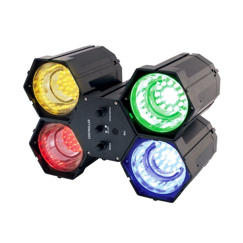Jeu de lumière 4 spots - 84 LEDs - Multicolore
