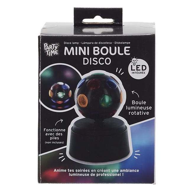 Paris Prix - Mini Boule Disco Led rotative 11cm Noir