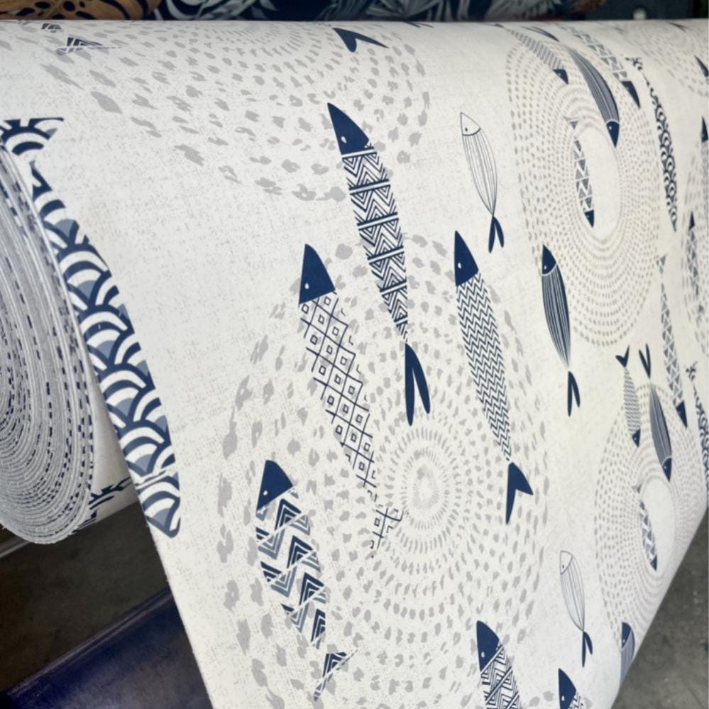Nappe Bulgomme Au Metre Sous Nappe Bulgomme Blanc Sur Mesure Au Mètre 12 Nappe Bulgomme imprimée Poissons - Au mètre - 140 x 300 cm . | Leroy Merlin