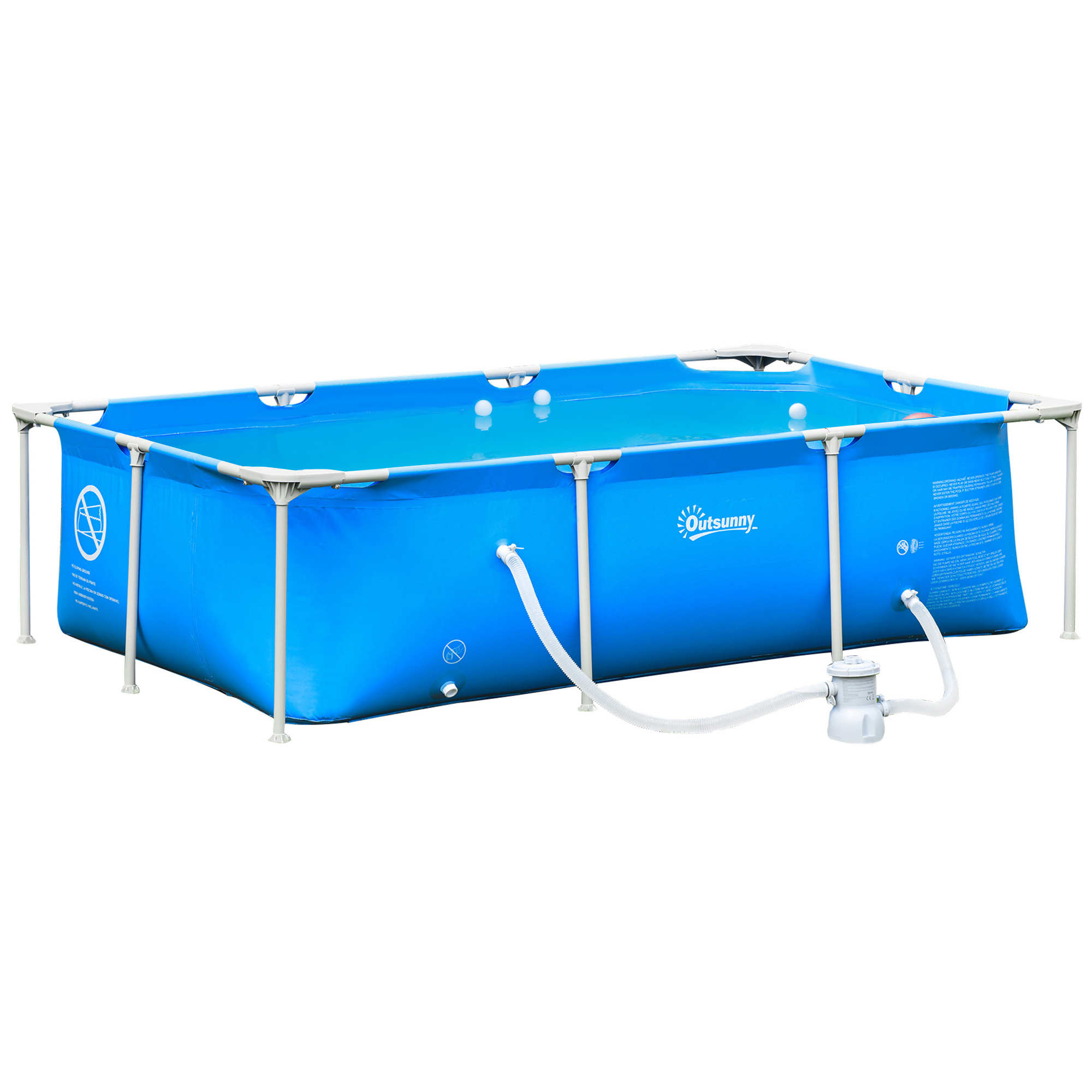 Piscina Desmontable Outsunny Azul 252X152X65 Cm Pvc Acero