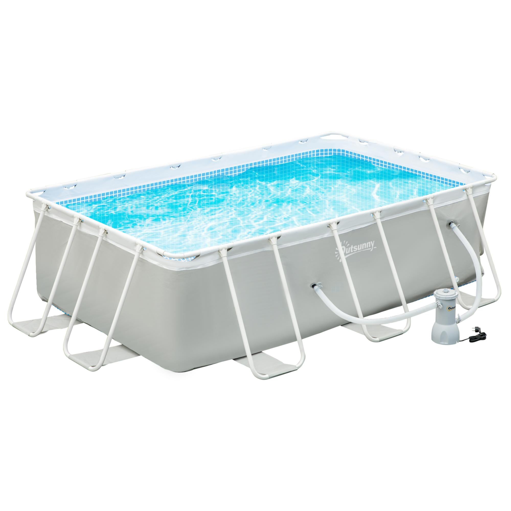 Piscina Desmontable Tubular Con Depuradora Outsunny 340X215X80 Cm Gris