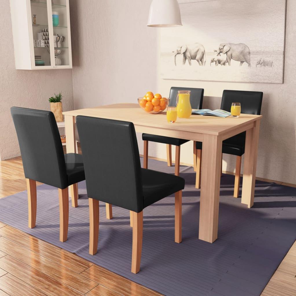 WOLTU Set da Pranzo per 4 Persone, Tavolo Industriale con 4 Sedie, MDF e Struttura in Metallo, Facile da Montare e Pulire,Marrone Rustico + Nero