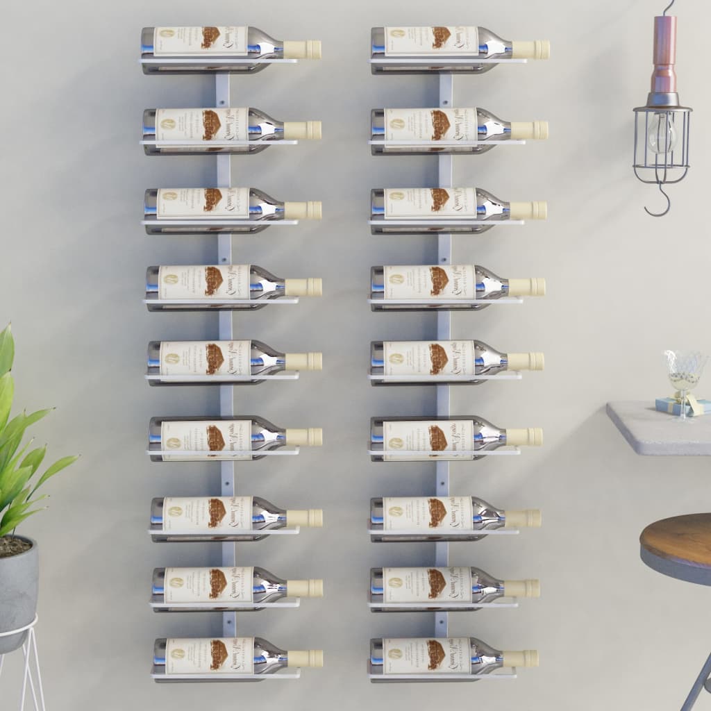 VidaXL Botellero de pared para 24 botellas 2 unidades hierro blanco