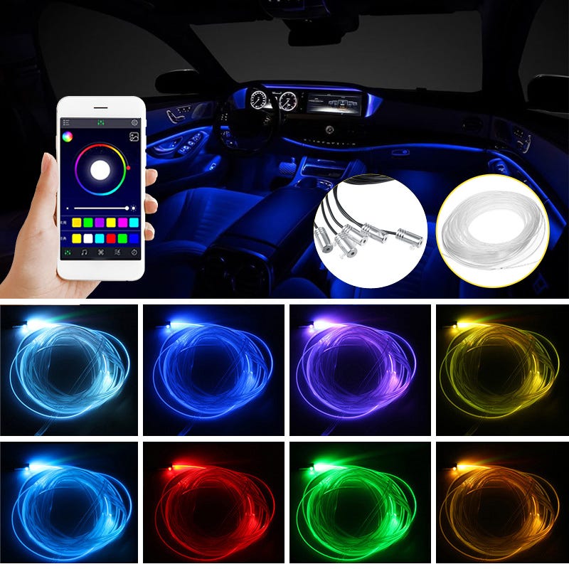 Kit ruban LED pour voiture 6.2M multicolore Bluetooth & APP Contrôle
