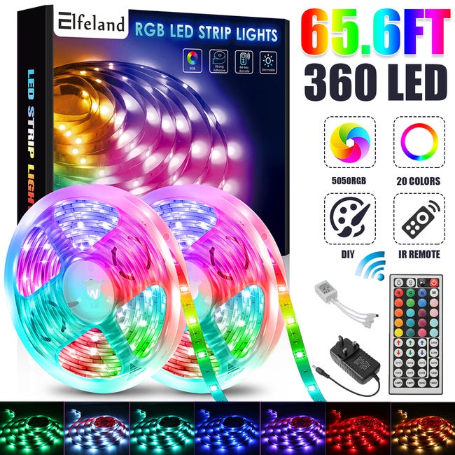 Lot de 2 Kit ruban LED 5050RGB 10m multicolore avec télécommande