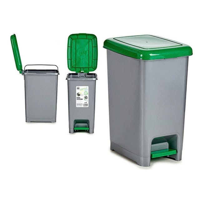Cubo de Basura con Pedal Verde Plastico 40 L 31 x 55 5 x 42 5 cm Leroy Merlin