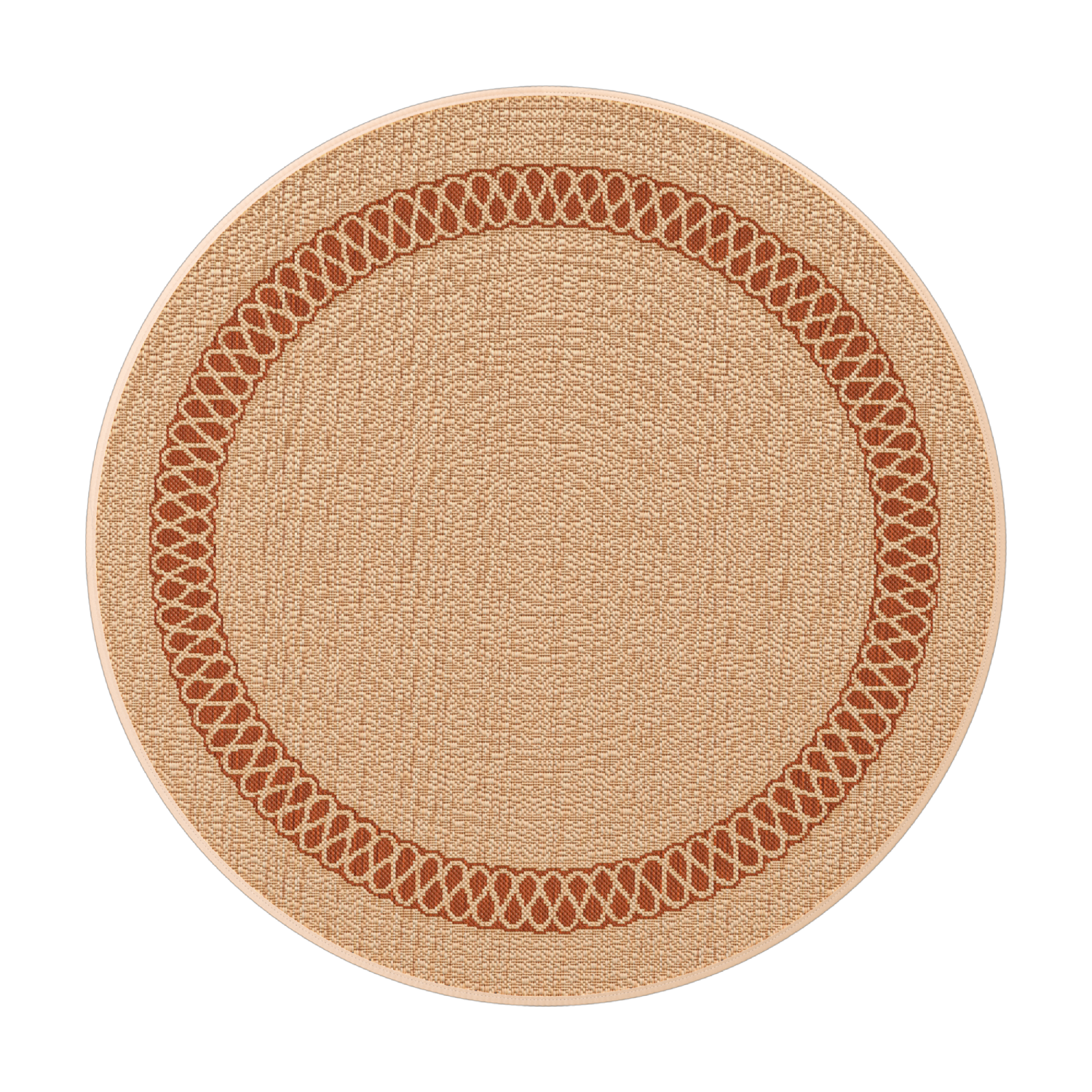 Inspire - alfombra redonda shiva - beige y naranja - efecto paja - 4 mm x ø 120 cm - alfombra interior y exterior - alfombra balcón - alfombra salón -