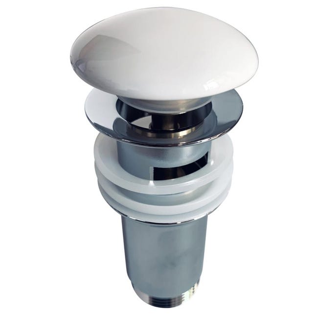 Tappo Lavandino Click Clack 66 Mm In Ottone - Valvola Di Scarico Per Lavandino Bagno O Bidet, Cromato Argento - Foto 13