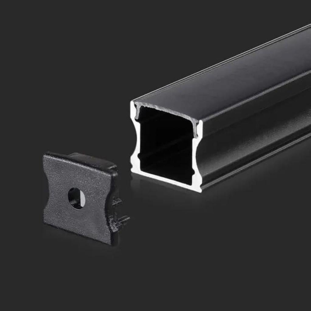 Profilé Aluminium Pour Bande LED 2 Mètres - Couvercle Opaque Inclus - Largeur Max Ruban 12,4 Mm - Dissipation Chaleur