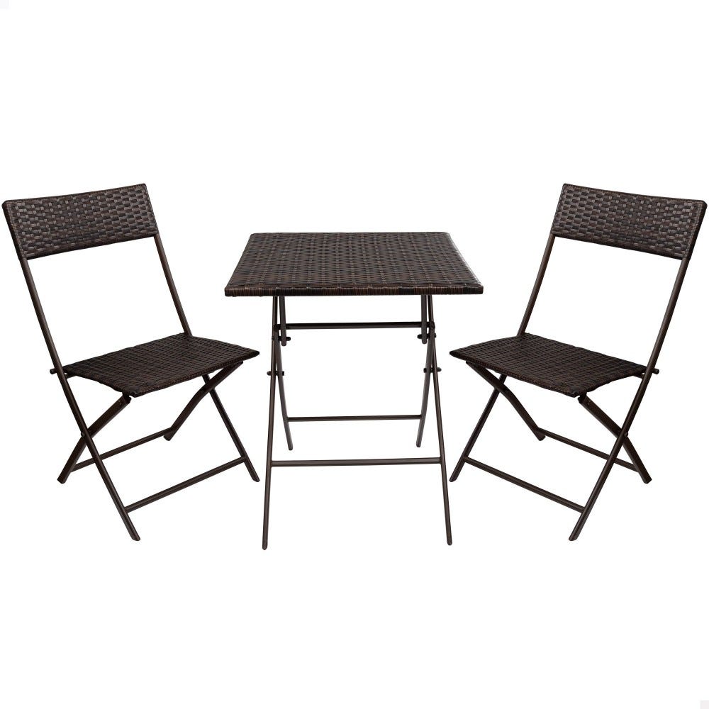 Conjunto mesa y sillas terraza plegable ratán Aktive