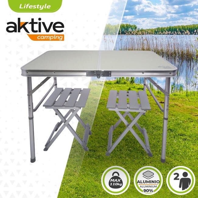 Table de Camping Pliante Aluminium Gris 60x45 cm