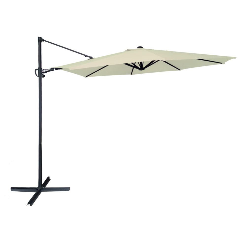 Parasol Cuadrado Banana De Jardín 300x300 Cm - Mástil Aluminio, Inclinación Manual, Color Crema