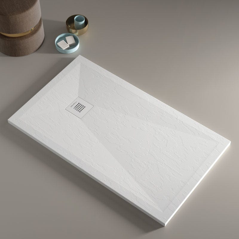 Receveur de douche 90 x 90 cm extra plat PIATTO en SoliCast® surface  ardoisée blanc