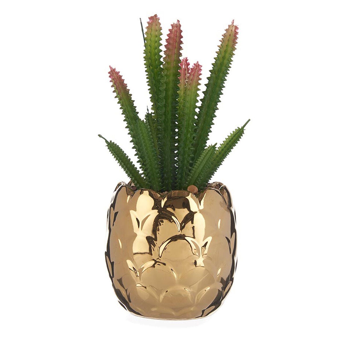 Pianta Decorativa Dorato Cactus Ceramica Plastica (8 x 20 x 8 cm)