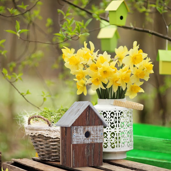 Relaxdays Maison oiseaux, nichoir, mangeoire, refuge vert en bois,  terrasse, décoratif HxlxP: 30,5 x 26 x 12 cm, vert