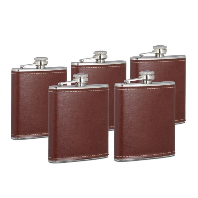 Kasanni Fiaschetta Tascabile 8oz/230 ML Fiaschetta Whisky Con Due Bicchierini E Imbuto, La Fiaschetta In Pelle Nera è Piccola Ed Elegante Per Le Fiaschette Da Trekking - Foto 11