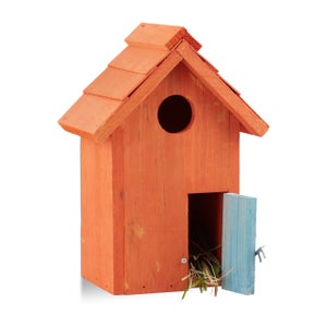 Relaxdays Mini Maison d'Oiseau, Déco pour Suspendre, Bois Non traité,  Balcon, Petite maisonnette, 16,5x12x9,5cm, Naturel : : Jardin