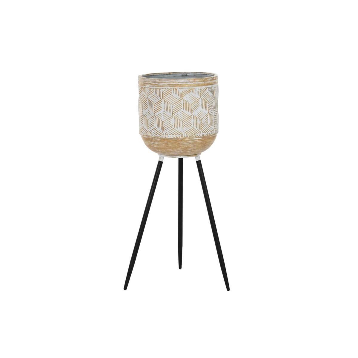 Macetero dkd home decor negro dorado metal blanco bicolor 26 x 26 x 70