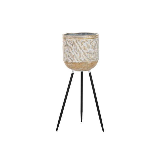 Macetero DKD Home Decor Negro Dorado Metal Blanco Bicolor 26 X 26 X 70 Macetero dkd home decor negro dorado metal blanco bicolor 26 x 26 x 70