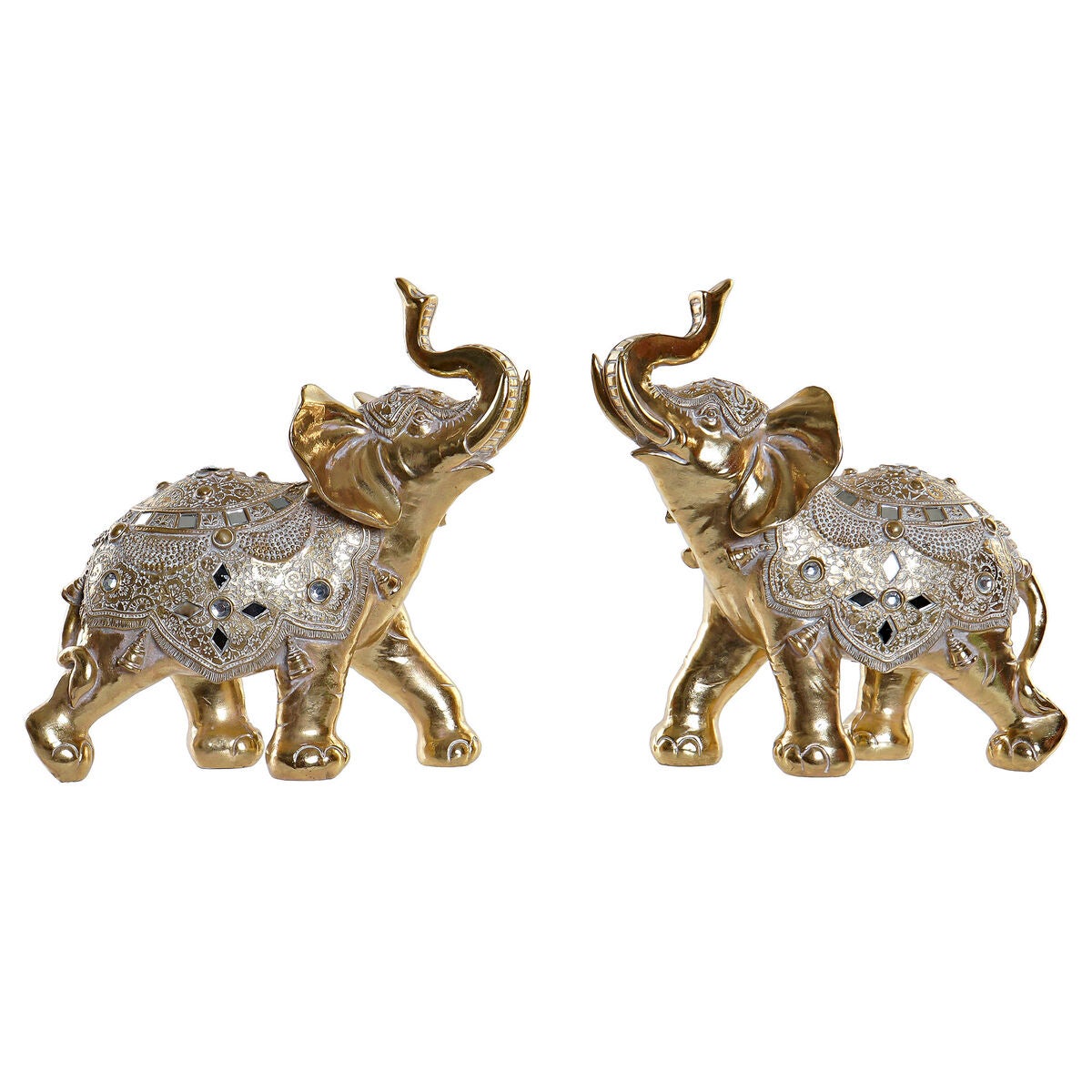 Statua Decorativa DKD Home Decor Specchio Elefante Dorato