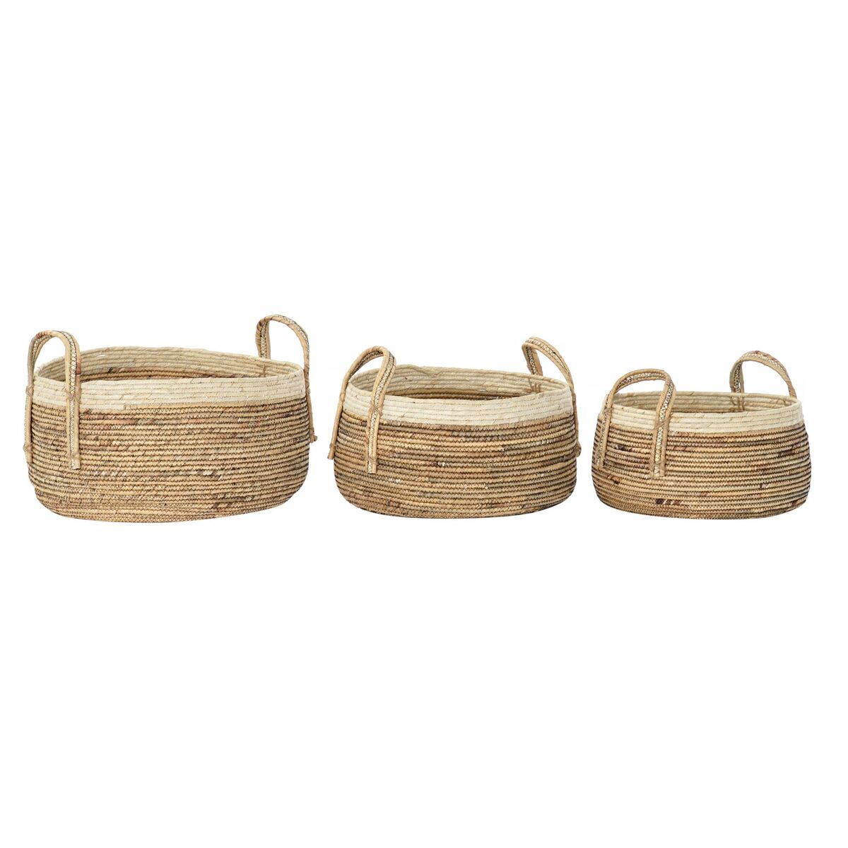 Set de basket DKD Home Decor Tropical Fibre naturelle Joncs (45 x 45 x ...