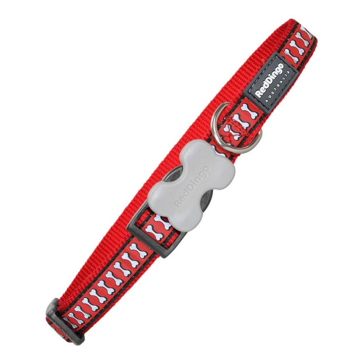 Collar para perro red dingo hueso reflectante rojo (2 x 31-47 cm)