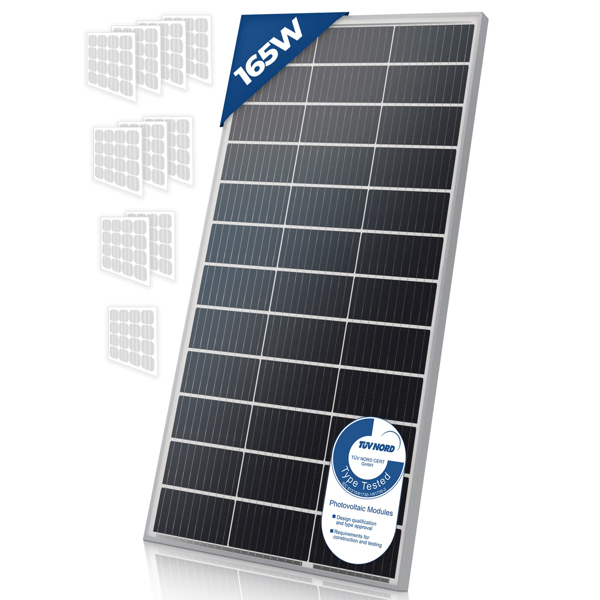 Panneau Solaire Monocristallin - Photovoltaïque, Silicium, 165 W, Câble avec  Connecteur MC4, Batterie de 12V - Module Solaire pour Camping