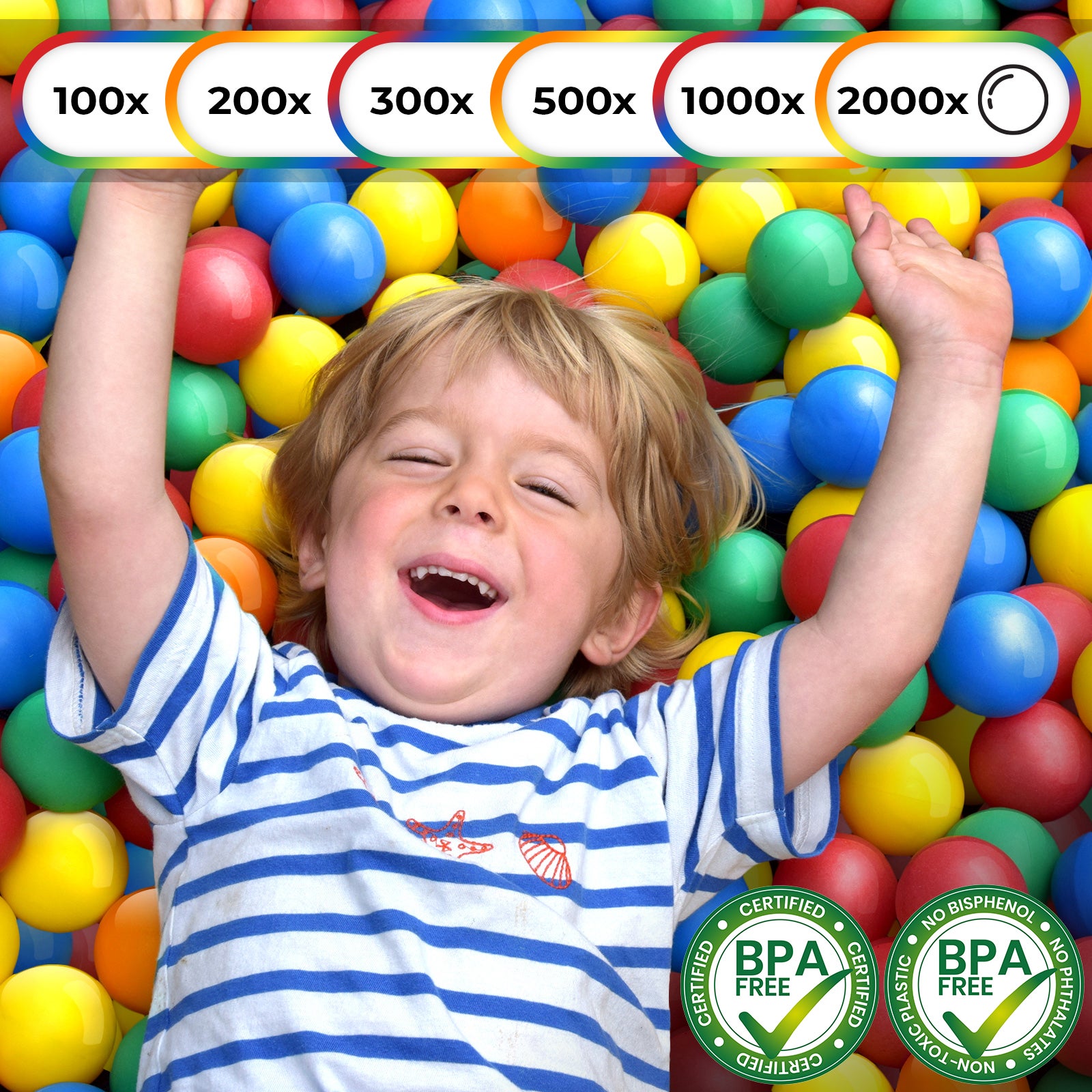 1200 Balles de Jeu en Plastique 5,5cm Set de Balles colorées pour