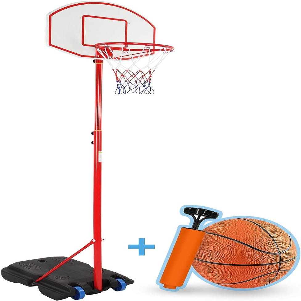 Infantastic® Panier de Basket - Extérieur/Intérieur, Hauteur Réglable  148-200 cm, Portable, avec Ballon et Pompe à l'Air