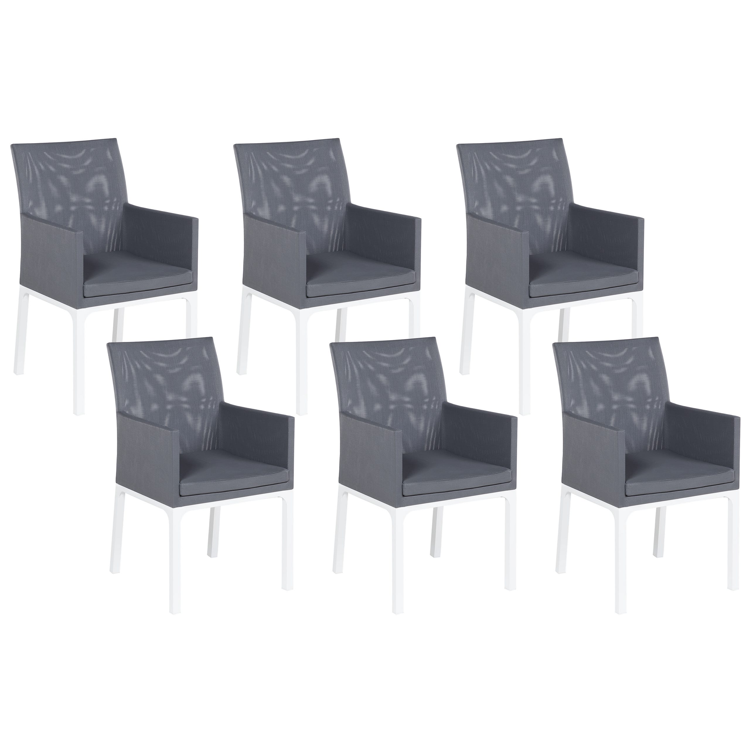 Set di 6 sedie tessuto grigio scuro e bianco BACOLI