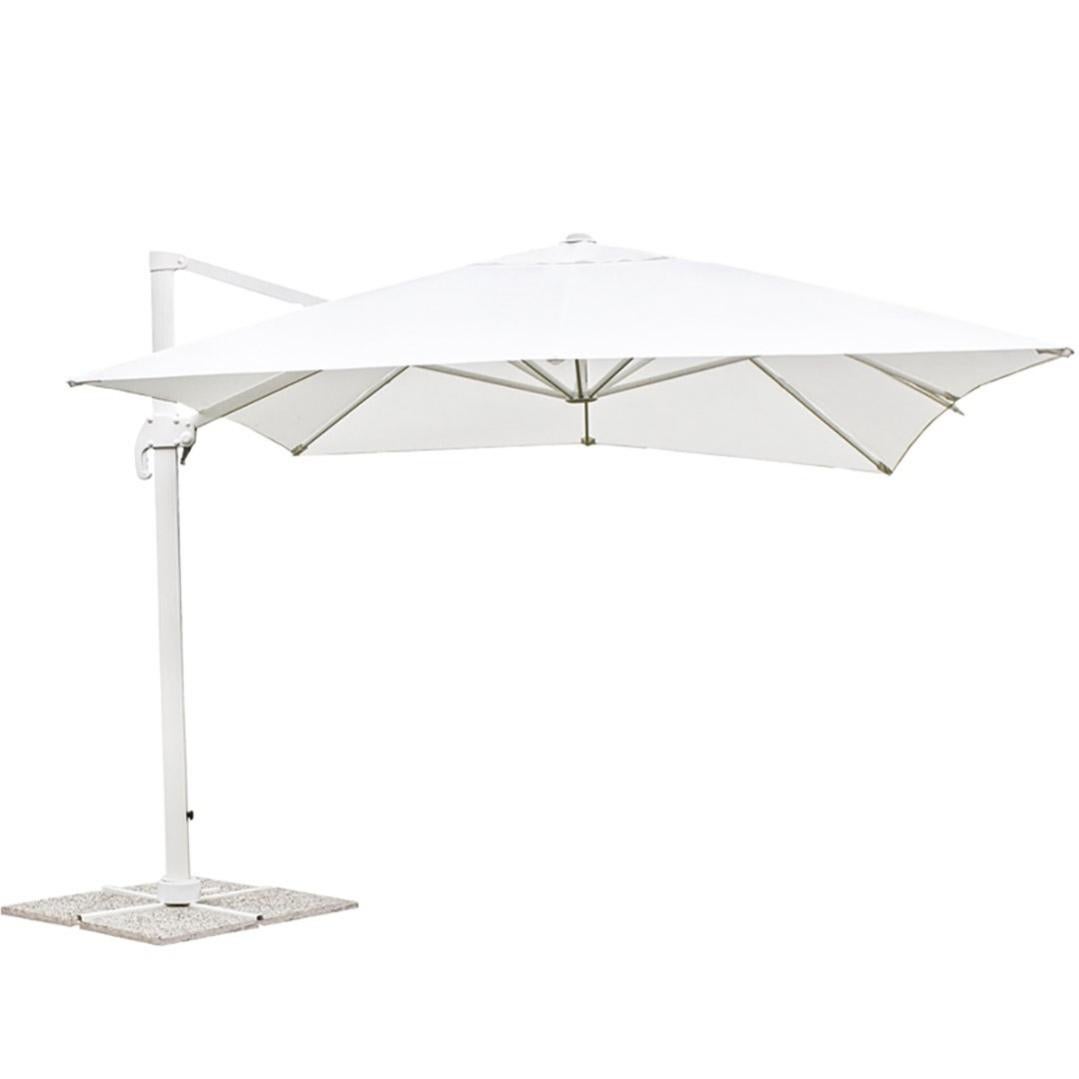 Ombrellone Da Giardino Quadrato 3x3 Metri - Struttura In Acciaio Con Manovella, Copertura In Poliestere 160 Gr/mq, Bianco