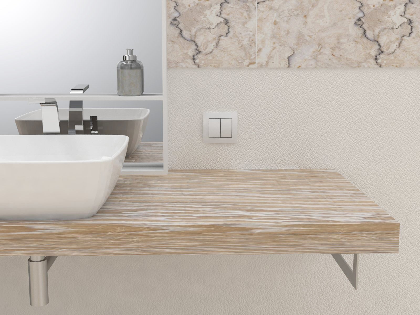 Mensola da bagno in legno massello per lavabo da appoggio Design