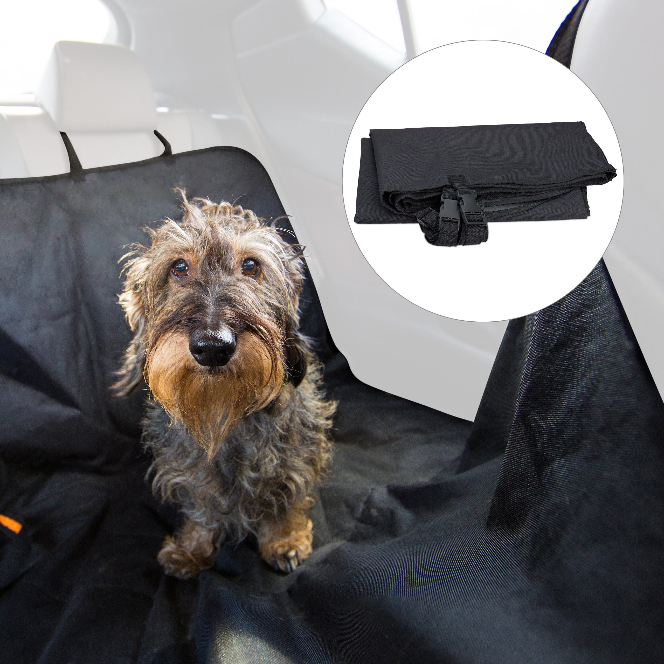 Relaxdays Couverture voiture chien, 4 sangles pour l'appui-tête, couverture  imperméable, L x P : 136 x 142 cm, noir