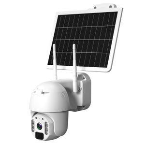 Caméra de surveillance intérieure et extérieure connectée sans fil  Rechargeable KYF Full HD Vision de nuit + Panneau solaire 3W