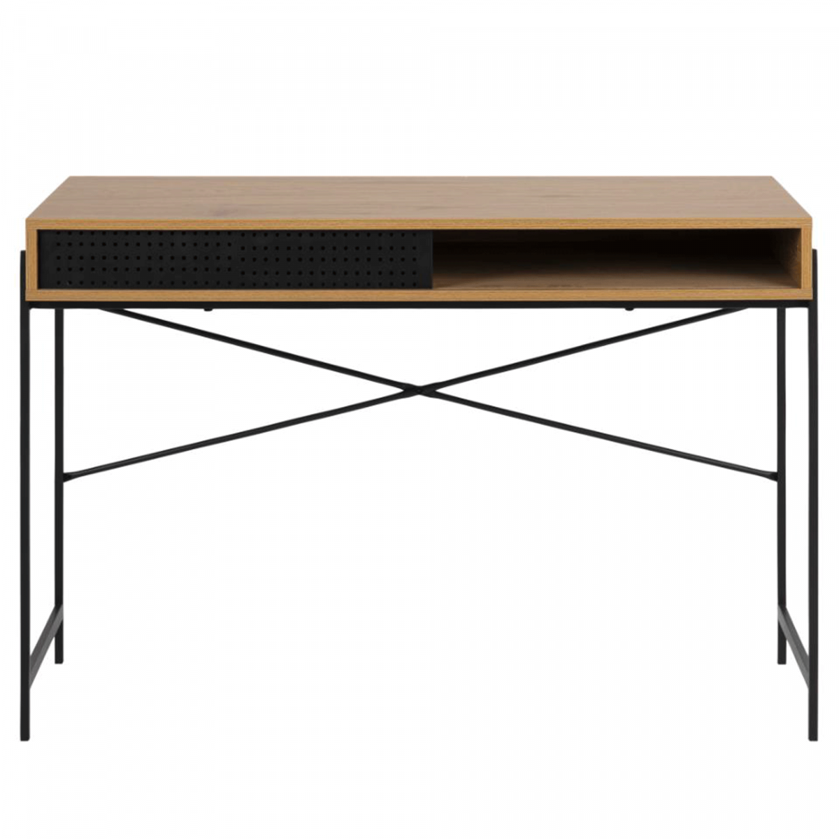 Bureau Moderne Avec Niche En Bois Et Métal BLACK | Leroy Merlin