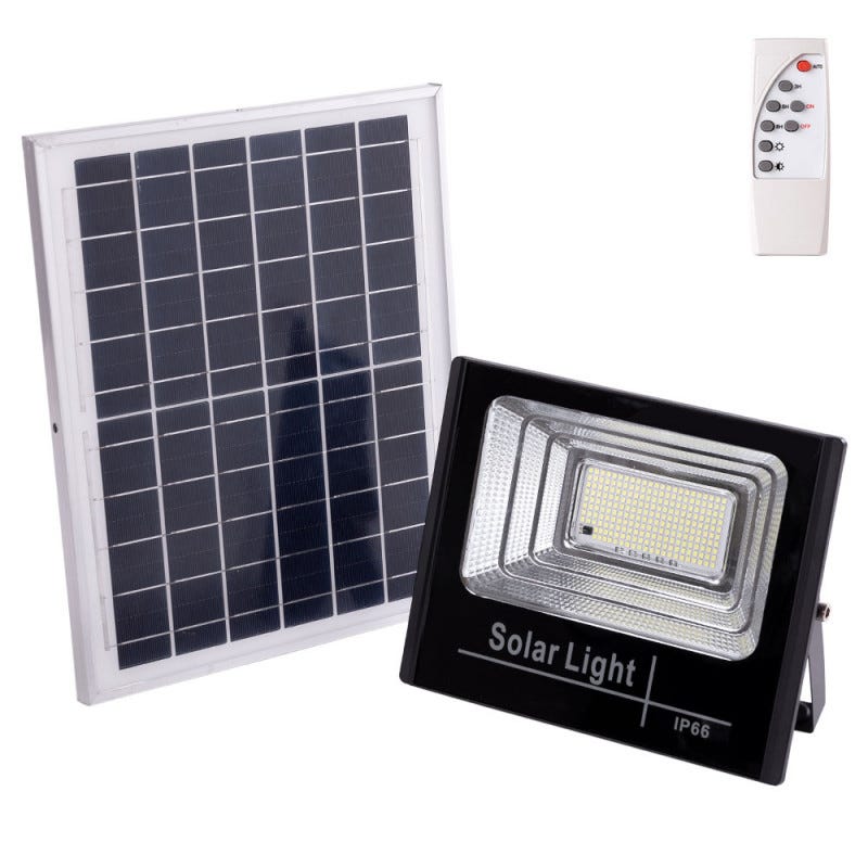 Projecteur solaire LED 100 W 6 500 K Panneau : 6 V/12 W Batterie