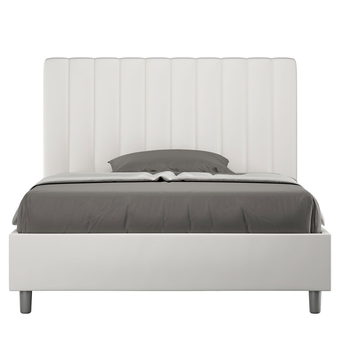 Cama con somier acolchada 140x200 cuero sintético blanco agueda