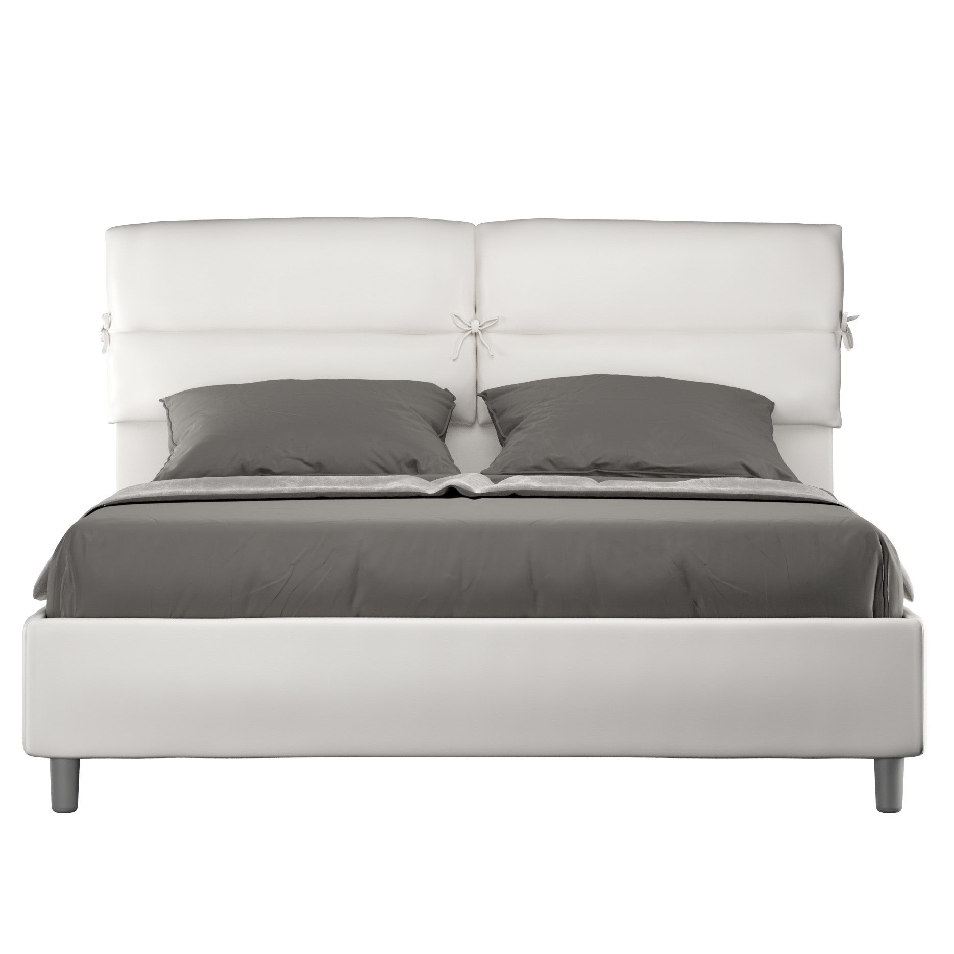 Cama con almacenaje acolchada 160x190 cuero sintético blanco nandy