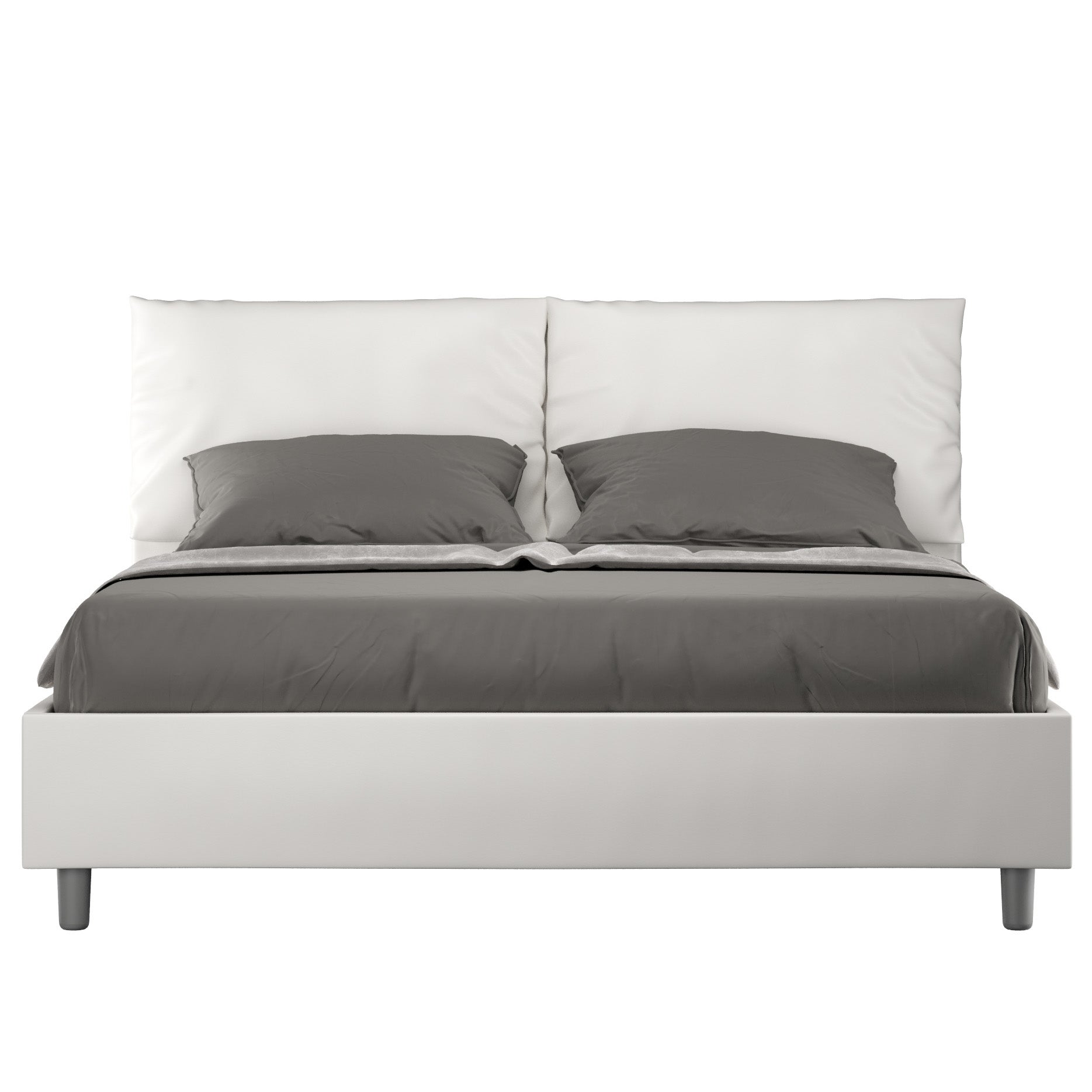 Cama sin somier acolchada 120x190 cuero sintético capuchino Goya