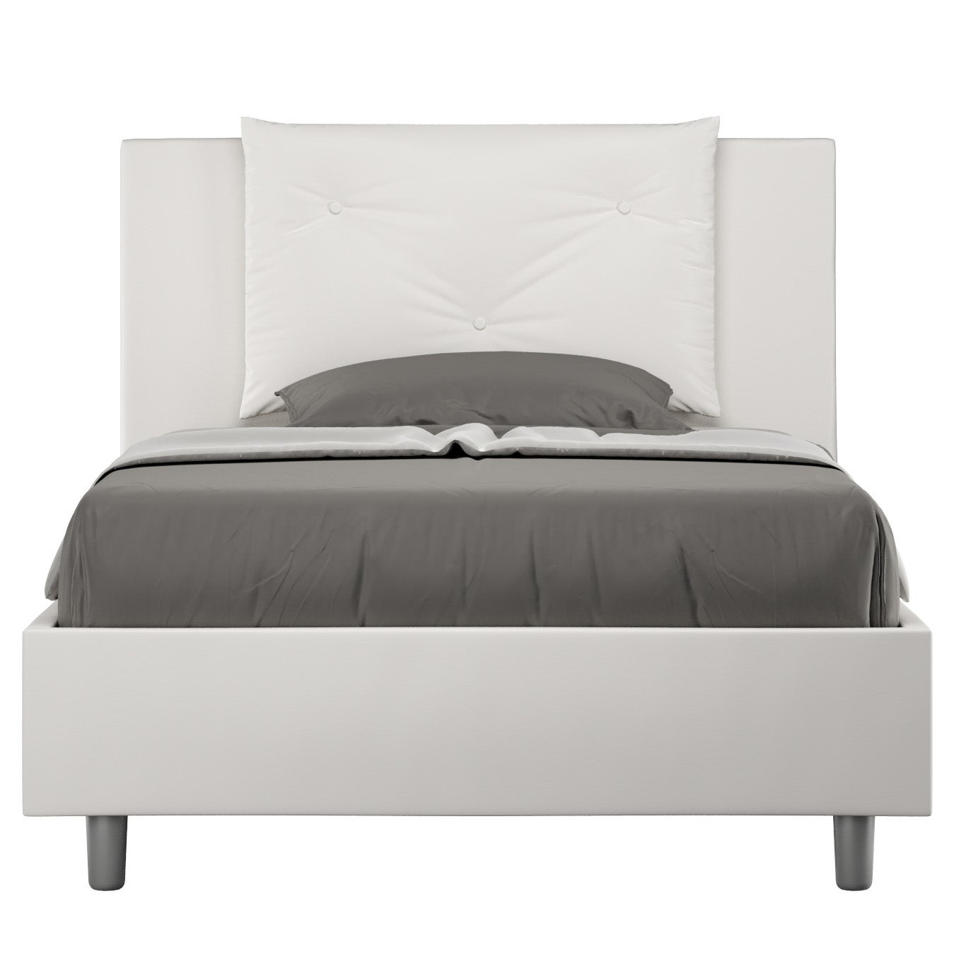 Cama con almacenaje acolchada 120x190 cuero sintético blanco appia