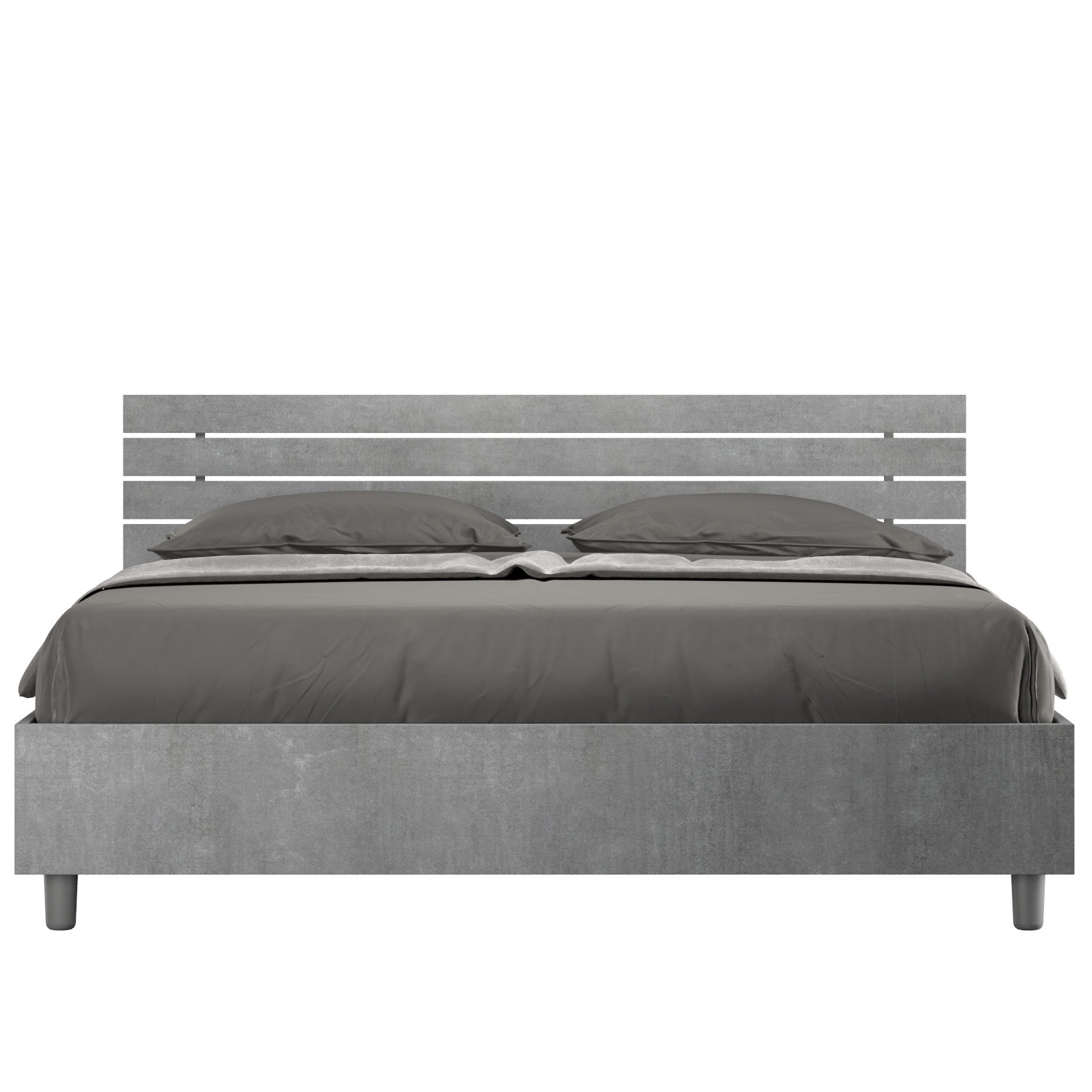 Letto Singolo 80x190 cm testata dritta con doghe Ankel - Con rete - Grigio