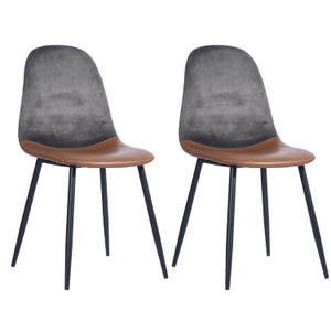 Lot de 4 chaises de salle à manger cuisine bureau style scandinave en tissu  gris foncé pieds en bois 10_0000542