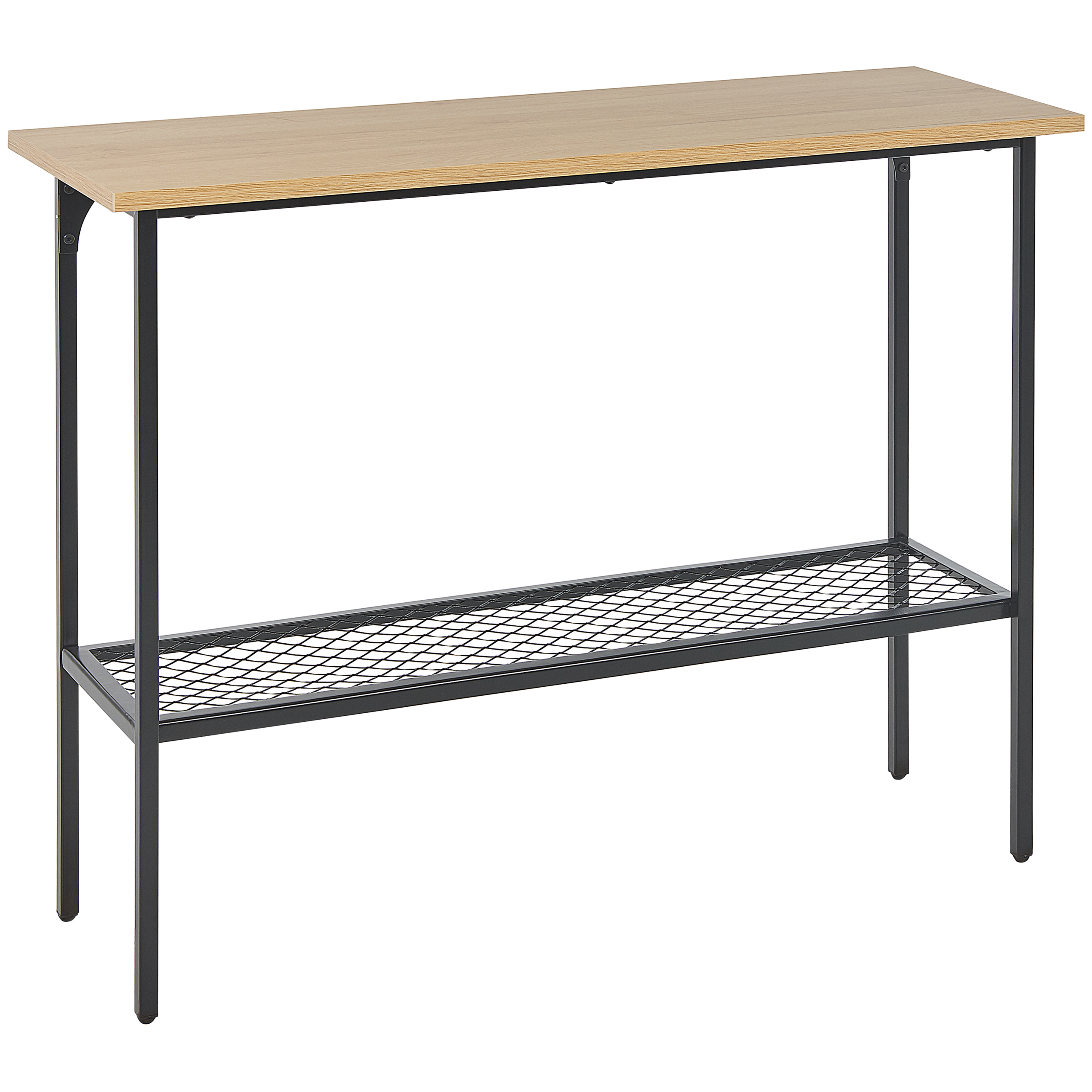 Beliani Table Console Bois Naturel Et Noir DORENA | Leroy Merlin